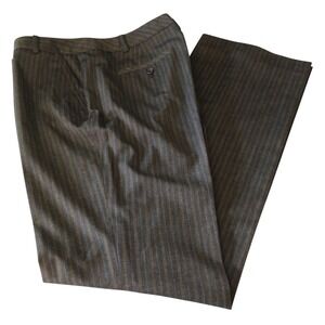 Semantiks Dress Pants Gray Striped Wool Blend Flat Front Pockets Womens Size Ten